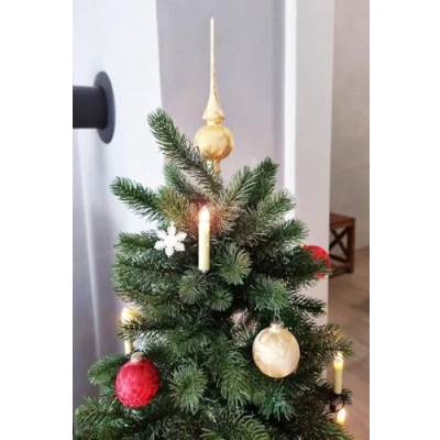 Abbildung von JACK Eislack Glas Christbaumkugeln Set 15x Kugel 6cm + 1x Spitze 25cm Box, Farbe:Gold Rot
