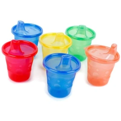 Abbildung von Nuby Pick Nick Trinkbecher für Kleinkinder und Babys Trinklernbecher BPA frei 6er Set mit 6 Bechern Deckeln 210 ml Farblich sortiert 9+ Monate