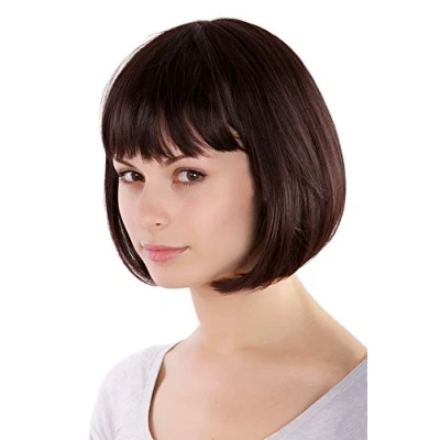 Abbildung von WIG ME UP MA017 2T33 Dunkelbrauner Bob gerader Pony Perücke 25cm