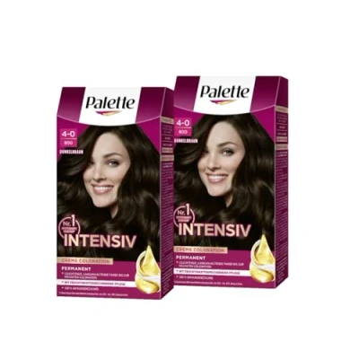 Abbildung von Palette Intensiv Creme Coloration 4 0/800 Dunkelbraun (2 x 115 ml), permanente Haarfarbe für leuchtende, langanhaltende Farbbrillanz &amp; 100% Grauabdeckung
