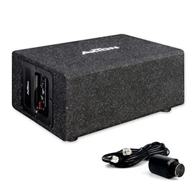 Abbildung von AXTON ATB120QBA kompakter 20 cm / 8“ Aktiv Subwoofer, mit 100 W RMS Verstärker, aktive Bassreflex Bassbox für Auto, LKW, Reisemobil, Plug &amp; Play einfacher Einbau