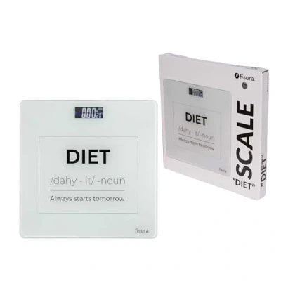 Abbildung von Fisura Digitale Badezimmerwaage &quot;diet&quot;. Glas Badezimmerwaage. Elektronische Waage bis 180 kg mit 50 g Genauigkeit, Step On Technologie. 30 cm x cm.