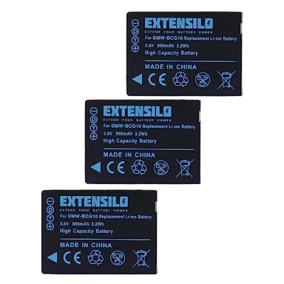 Abbildung von EXTENSILO 3X Akku kompatibel mit Panasonic Lumix DMC TZ22, TZ25, TZ30 Kamera (890mAh, 3,6V, Li Ion)