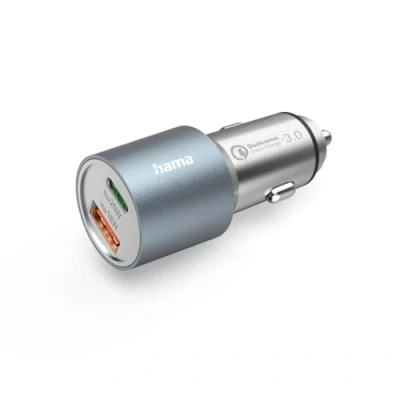 Abbildung von Hama Auto Schnellladegerät, 1x USB C, A, PD, 38 W, Metall (00201639) Ladegerät