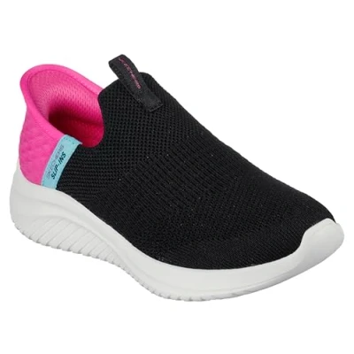 Abbildung von Skechers Mädchen Ultra Flex 3.0 Fresh Time Sneaker, Black Mesh Pink Trim, 33 EU