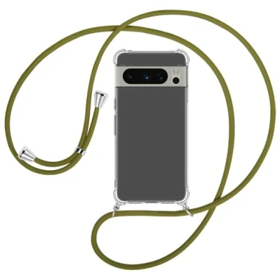 Abbildung von mtb more energy® Handykette kompatibel mit Google Pixel 8 Pro Khaki Smartphone Hülle zum Umhängen Anti Shock Full TPU Case