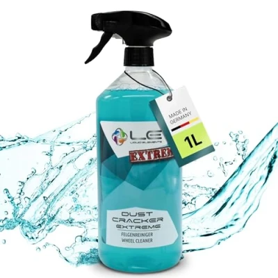 Abbildung von Liquid Elements Felgenreiniger Dust Cracker Extreme 1 Liter Reiniger für Alufelgen &amp; Stahlfelgen entfernt hartnäckigste Verschmutzungen säurefrei pH neutral