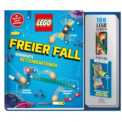 Abbildung von LEGO® Freier Fall: Verrückte Kettenreaktionen: Buch mit Bauanleitungen (64 Seiten) + 168 Elemente &amp; Holzkugel 6 kartonierte Bögen ... 3 Papierbögen vorgestanzen Teilen