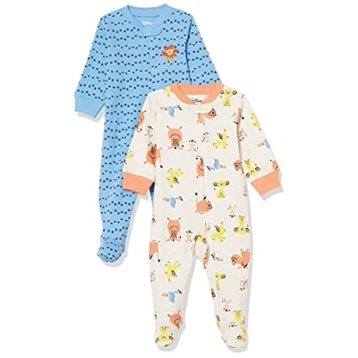 Abbildung von Amazon Essentials Disney Marvel Star Wars Unisex Baby Baumwoll Strampler mit Fuß Auslauffarben, 2er Pack, König der Löwen Spielen Eat Roar, Frühchen