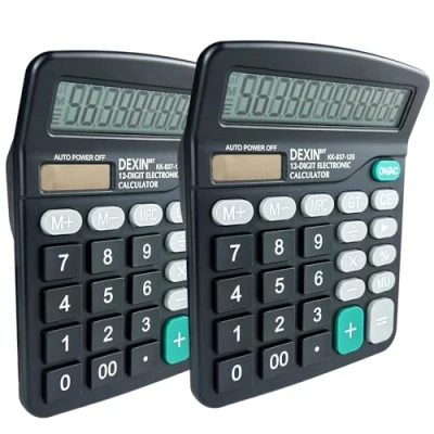 Abbildung von Nutabevr 2er Pack 12 stelliger Taschenrechner mit Dual Power (Solar und Batterie), büro Home Style Calculator großem LCD Display empfindlicher Taste, für Schule, Büro, Zuhause, Geschäft