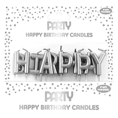 Abbildung von Clairefontaine 24327 SC Set mit Kerzen Buchstabe Metalleffekt, &#039;&#039;Happy Birthday&#039;&#039;, Silber, 1