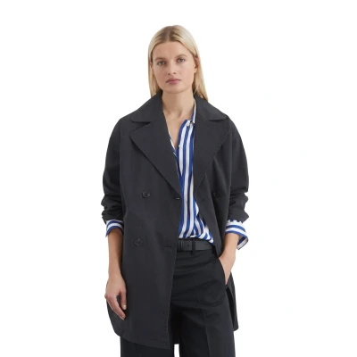 Abbildung von Marc O&#039;Polo Blend Lapel Collar Rounded HEM Trenchcoat, Damen, Größe: 34, Deep night blue
