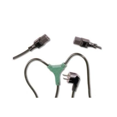 Abbildung von ASSMANN Netzanschluss , Kaltgerätekabel, DE Version, CEE 7/7 (Typ F) auf 2x C13, Stecker/Buchse/Buchse, H05VV F3G, 1.0 mm² &amp; 0.75 mm², Länge 1.7 m