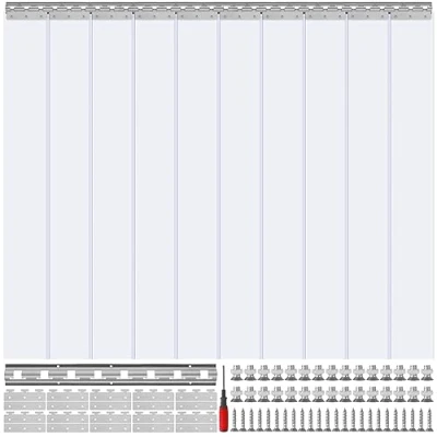 Abbildung von VEVOR 10x Streifenvorhang Lamelle Lamellenvorhang PVC Transparent 152,4x213,4cm