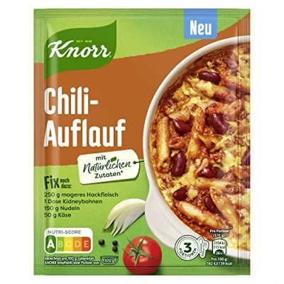 Abbildung von Knorr Fix Würzmischung Chili Auflauf für einen leckeren Nudelauflauf ohne geschmacksverstärkende Zusatzstoffe 33 g 1 Stück