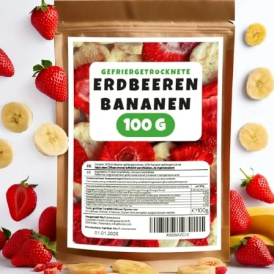 Abbildung von Gefriergetrocknete Früchte Mix 100g, Erdbeeren Bananen Pur Ohne Zusätze Natürliche Trockenfrüchte Trockenobst von Foozia