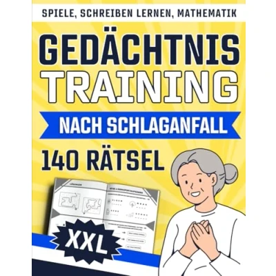 Abbildung von Gedächtnistraining nach Schlaganfall: 3 in 1 Buch: Spiele, Schreiben lernen &amp; Mathematik 140 Rätsel für Erwachsene Senioren Großdruck ... Förderung von Konzentration Feinmotorik