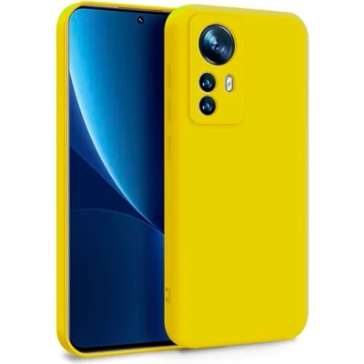 Abbildung von MyGadget Hülle für Xiaomi 12 Pro Zweilagige Handyhülle mit Kameraschutz Cover Innenfutter &amp; Silikon außen Gelb