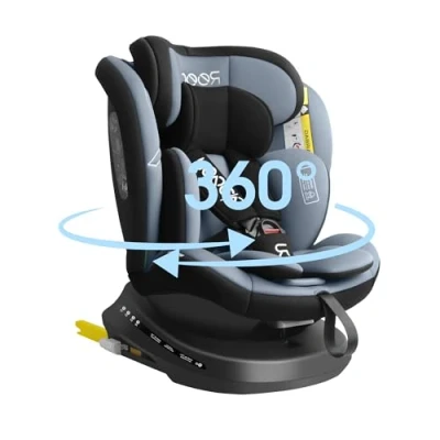 Abbildung von Reecle 360 Drehbar i Size Kindersitz mit ISOFIX 40 150 cm (0 36 kg) Reboarder, ab Geburt 12 Jahre, ECE R129 (i Size, Black Grey)