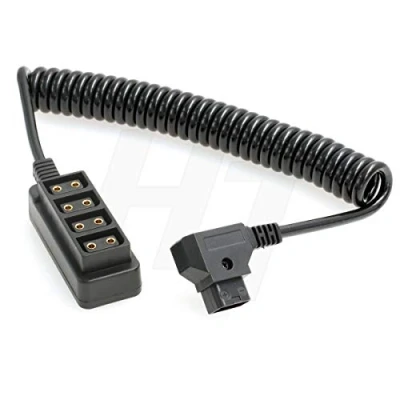 Abbildung von HangTon D Tap Power Splitter Box 4 Port 1x Stecker auf 4X Buchse P Spiralkabel Adapterkabel 24 Zoll für V Lock Gold Mount Akku