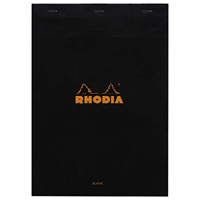 Abbildung von Rhodia 180009C Schreibblock / Notizblock geheftet No.18 DIN A4 21x29,7 cm, 80 Blätter blanko 80g, abtrennbar und mikroperforiert, mit Kartonrücken, ideal für Notizen, 1 Stück