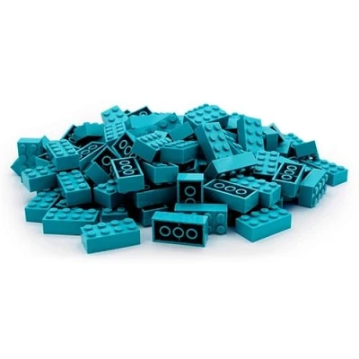 Abbildung von Lego 2x4 Steine Classic, 100 Stück Einzelne Bausteine in der Großpackung, für Platte und Box, Einsteigerset Basic Bricks (3001) (Dunkles Türkis)