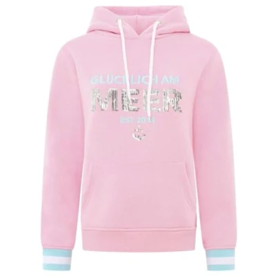 Abbildung von Zwillingsherz Hoodie &quot;Glücklich am Meer&quot; mit Pailletten, Kapuze und kontrastfarbigen Bündchen