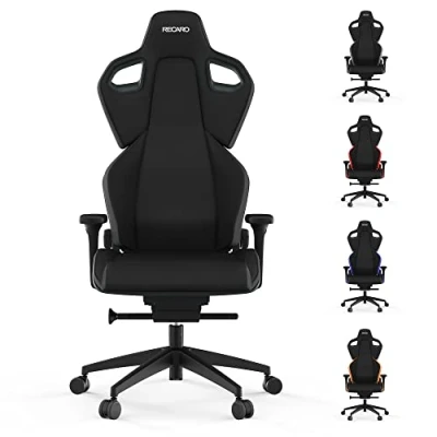 Abbildung von RECARO Exo Pure Black Ergonomischer, hochwertiger Gaming Stuhl Mit stufenloser Einstellung über Handräder Made in Germany Auch als Bürostuhl TÜV Zertifiziert