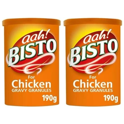 Abbildung von Bisto Gravy Granules for Chicken Soßen Granulat Soßenpulver mit Hähnchengeschmack für Hähnchengerichte 2X190g importiert von Shestore24