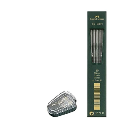 Abbildung von Faber Castell TK® Minenspitzer, mit Auffangbehälter, Gehäusefarbe: grün + 10x 2mm Fallminen TK9071 Härte H