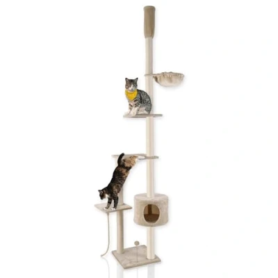 Abbildung von Lycce Katzenbaum Tower Kratzbaum deckenhoch Sisal Plüsch grau 230 260 cm