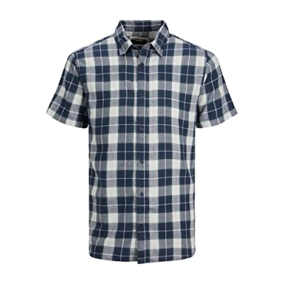Abbildung von JACK &amp; JONES Herren JCOENERGY Shirt SS Hemd/Bluse, High Rise/Checks:, M