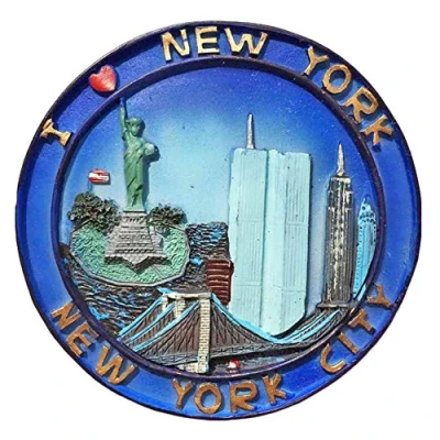 Abbildung von New York USA Amerika Kühlschrankmagnet 3D rund Reiseaufkleber Souvenirs Kollektion, Heim und Küchendekoration, aus China