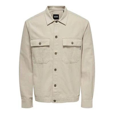 Abbildung von ONLY &amp; SONS Herren ONSKENNET LS Linen Overshirt NOOS Langarmhemd, Silver Lining, M