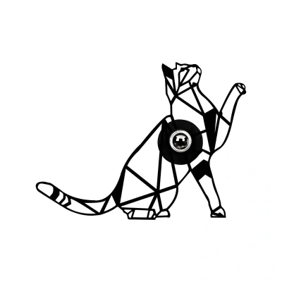 Abbildung von Origami Wandleuchte Katze Apertura 56x42cm Holz und Metall Schwarz Menzzo