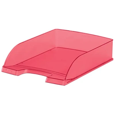Abbildung von Leitz Briefkorb Standard A4, Briefablage in Premium Qualität, Stapelbares Ablagefach als Schreibtisch Organizer, Kombinierbar mit Plus Serie, Rot Frost, 52270026