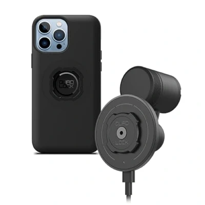 Abbildung von Quad Lock Lüftungshalterung Auto Kit mit MAG Wireless Charging Head V2 und iPhone 13 Pro Max Smartphone Hülle