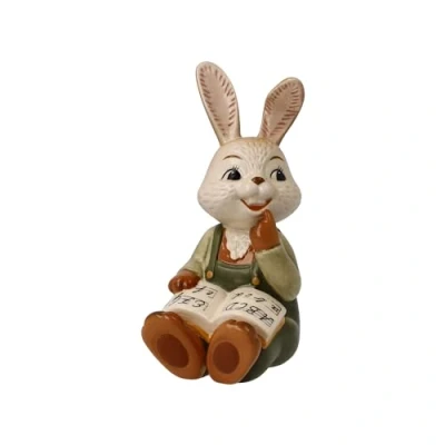 Abbildung von Goebel Osterhase &quot;Hasenschule Früh übt sich&quot;, Sammelfigur, Hase beim Lesen
