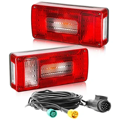 Abbildung von DARKGUARD Rückleuchten Anhänger Satz 12v,Rücklicht Heckleuchten PKW Wohnwagen Verkabelt mit 13poligem Stecker5,2m Kabel2x 5poliger Bajonettverbindung E4 Prüfzeichen7Funktion Wasserdicht