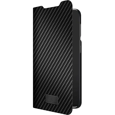 Abbildung von Black Rock Carbon Optik Booklet Hülle Passend für Samsung Galaxy S22 5G I Handyhülle, Standfunktion, Look, Magnet Verschluss (Schwarz)