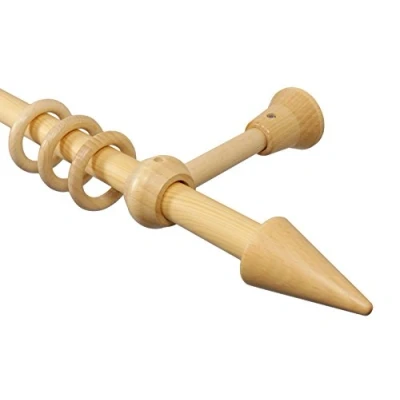 Abbildung von iso design Natur Gardinenstangen aus Holz mit 20 mm Durchmesser Endstück Spitze, 160 cm