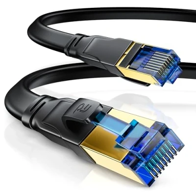 Abbildung von CSL 3m Cat 8.1 Netzwerkkabel Flach 40 Gbits LAN Kabel Patchkabel 8 Gigabit RJ45 Ethernet Cable 40000 Mbits Glasfaser Geschwindigkeit Flachbandkabel Verlegekabel 6 7