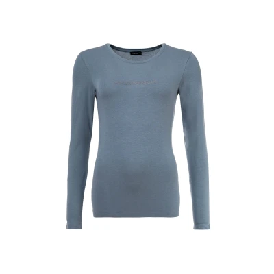 Abbildung von Emporio Armani T Shirt Damen Langarm ESSENTIAL STUDS LOGO