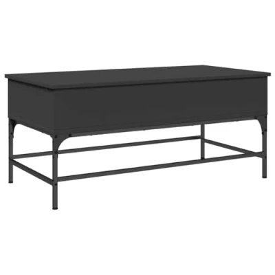 Abbildung von vidaXL Couchtisch, Beistelltisch mit verstellbaren Füßen, Wohnzimmertisch viel Stauraum, Sofatisch Kaffeetisch Tisch, Schwarz Holzwerkstoff Metall