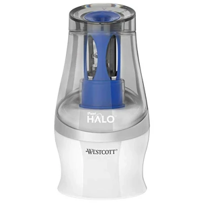 Abbildung von Westcott E 55051 00 iPoint HALO Batteriebetriebener Anspitzer, weiß/blau