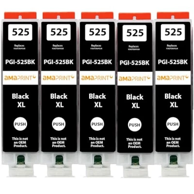 Abbildung von Amaprint 5 XL Patronen kompatibel mit Canon PGI 525 PGBK Schwarz passend für IP4850 IP4950 IX6550 MG5150 MG5250 MG5340 MG5350 MG6150 MG6250 MG8150 MG8240 MG8250 MX715 MX885 MX895