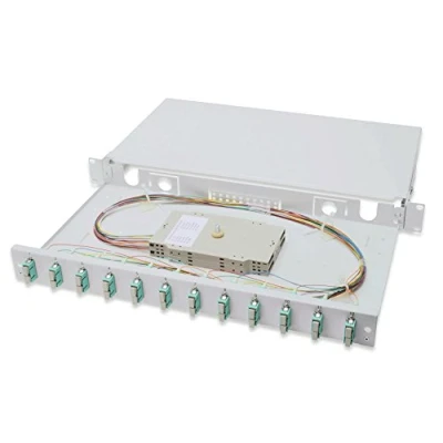 Abbildung von DIGITUS LWL Spleißbox 12 Kupplungen SC OM3 1HE 19 Zoll Multi Mode Simplex Mit Spleiß Kassette Rack Einbau