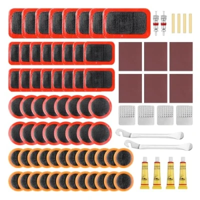 Abbildung von AiQInu Fahrrad Reparaturset, 86pcs Flickzeug Fahrrad, Set, Fahrradflicken Reifenreparaturset Fahrradreifen Reparaturset