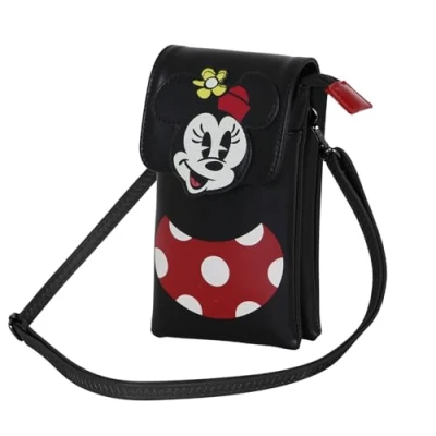 Abbildung von Disney Minnie Maus Face Handytasche, Schwarz, 12 x 20 cm