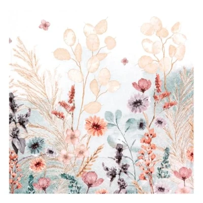 Abbildung von HOME FASHION Serviette Flowers Natural, 33 x cm, 20 Stück, Feierliche Tischdekoration, Festliche Servietten, Serviettentechnik